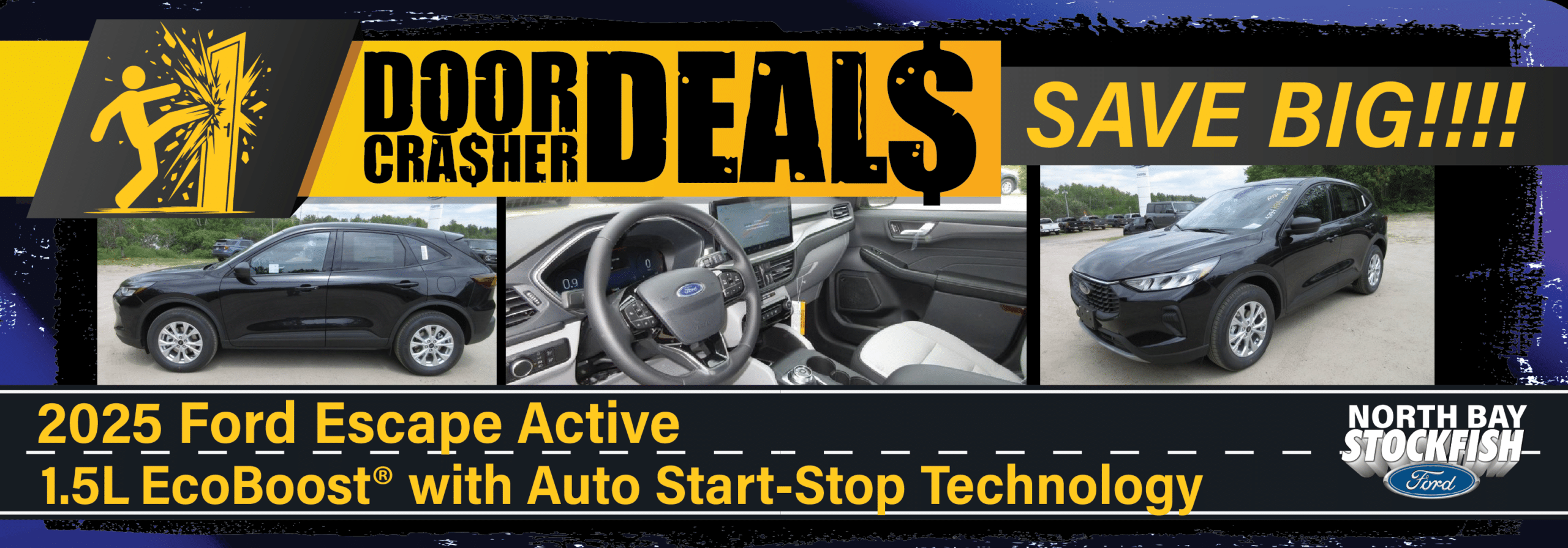 2025 Ford Escape Active promo with 1.5L EcoBoost and Auto Start-Stop. Door Crasher Deals. Save big!