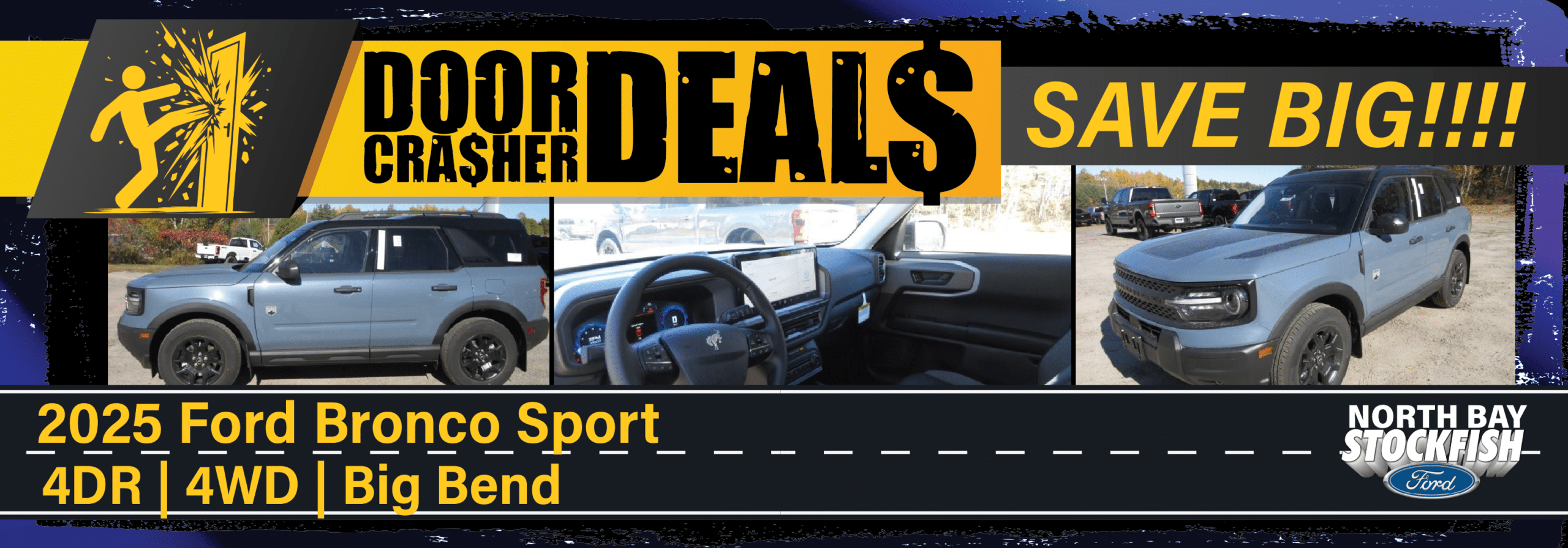 2025 Ford Bronco Sport 4DR 4WD Big Bend, door crasher deals, save big, North Bay Stockfish Ford.