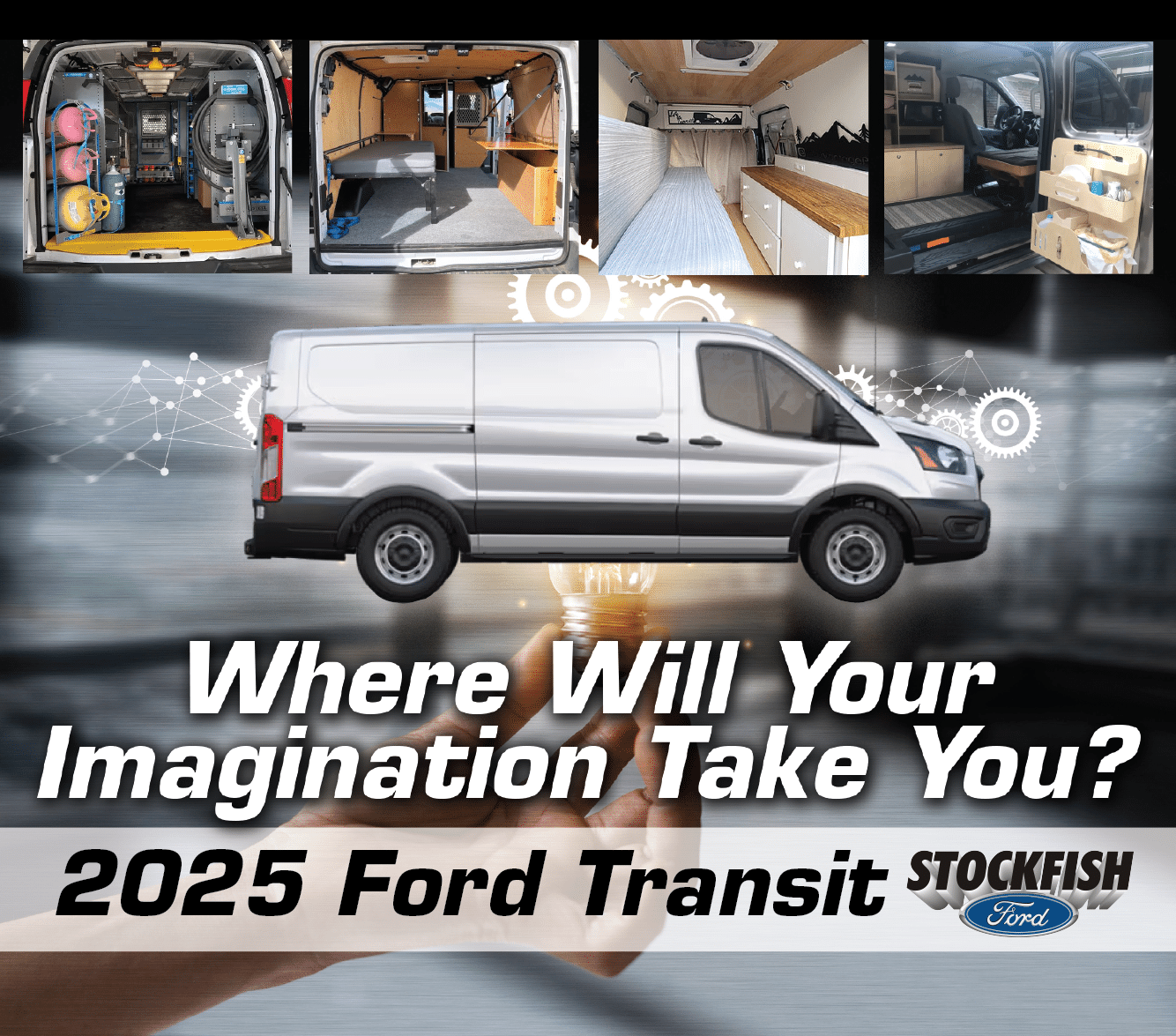 2025 Ford Transit van showcasing versatile interior designs, including customizable cargo space, modern features, and innovative storage solutions, promoting creativity and functionality for various uses.
