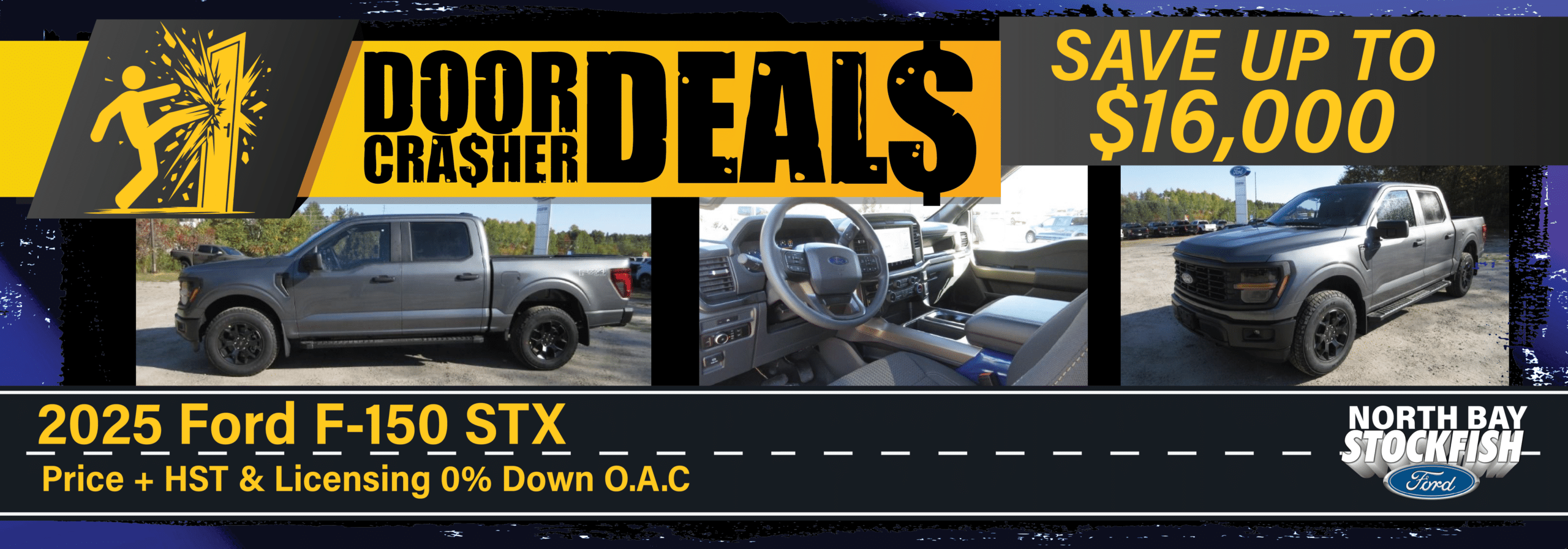 2025 Ford F-150 STX offer: Save up to $16,000. Price + HST & Licensing, 0% Down O.A.C. North Bay Stockfish Ford.