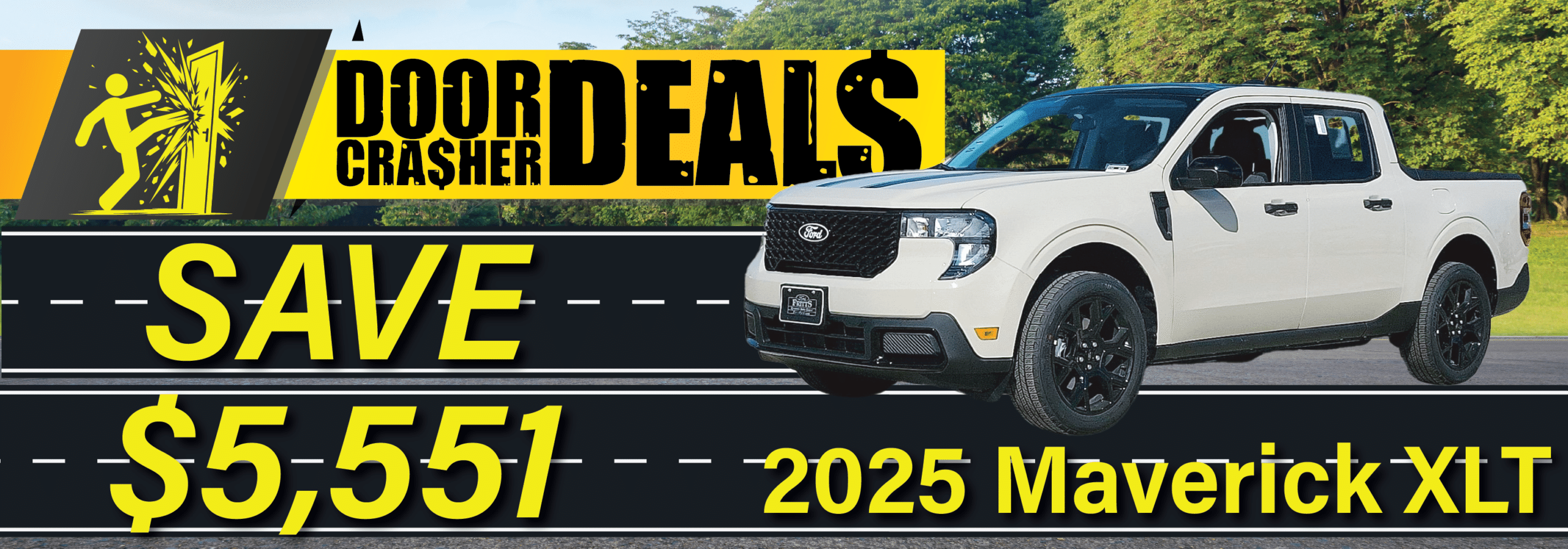 2025 Maverick XLT promotion offering savings of $5,551 with Door Crasher Deals.